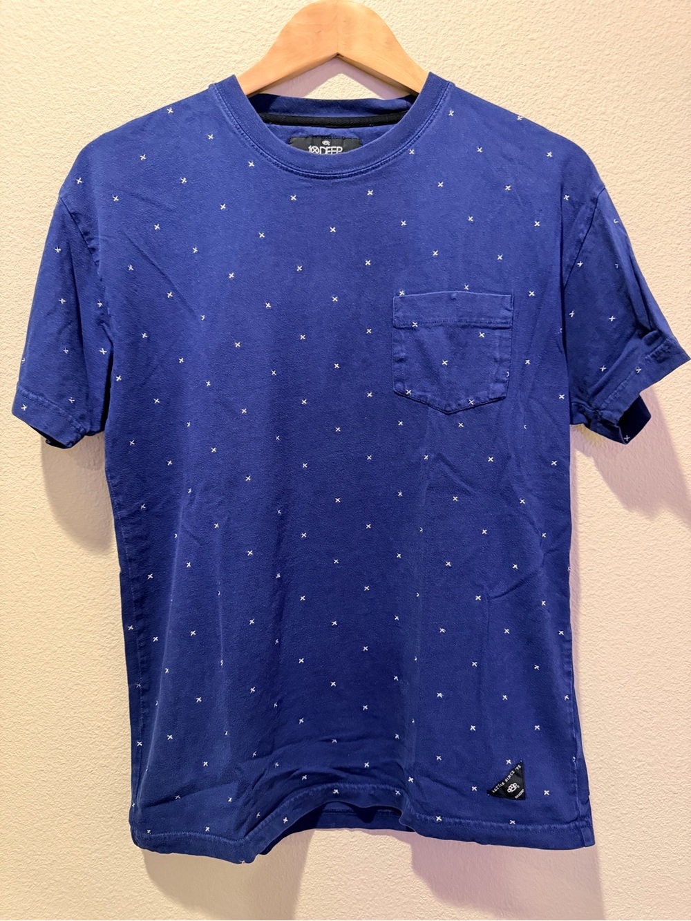 10.Deep Men’s Blue Embroidered X Pocket T-Shirt Size Medium #0176